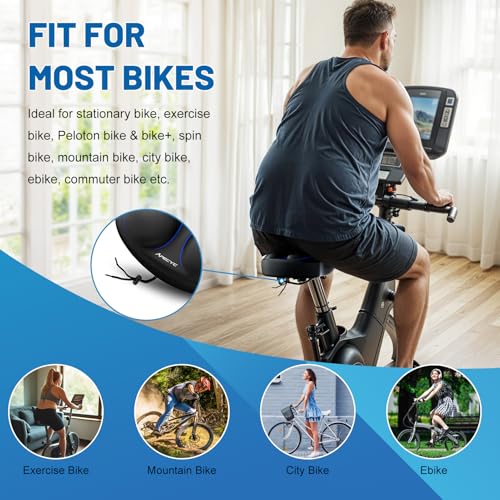 APECYC Bike Seat Cushion Gel Padded Saddle Cover for Men Women - Extra Padding Soft Comfort Bicycle Seat Cushion for Peloton, Stationary, Spin, Mountain, Road, Ebike - size: Wide