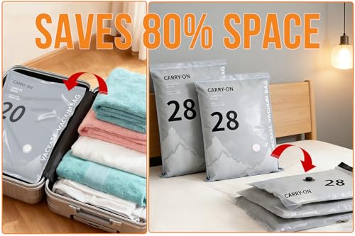 15Pack Travel Vacuum Storage Bags with Rechargeable Wireless Electric Pump - 5300Pa, 3 Sizes Space Saver Seal Bags Fit for (24/28/30 Inch) Carry on Luggage Suitcase, Travel Essentials Packing Cubes