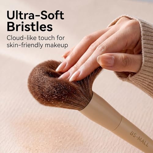BS-MALL Professional Makeup Brush Set with Travel Case, Soft Synthetic Face & Eye Brushes for Foundation, Concealer, Powder, Blush & Eyeshadow for Beginners, Beauty Enthusiasts & Makeup Artists 18PCS - color: B-Matte