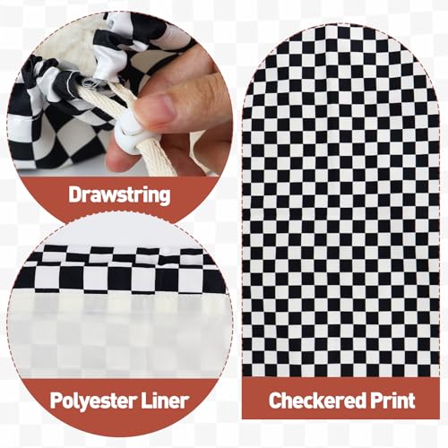 Laundry Bag, Dirty Backpack Laundry Bag For College Travel Laundromat Apartment, With Handles 29" X 18" (Black White Checkered) - color: Black White Checkered