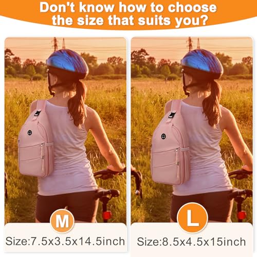 Pritent Crossbody Bags for Women Men Trendy Sling Bag Backpack Casual Chest Bag with Convertible Shoulder Strap - color: Pink, size: Medium