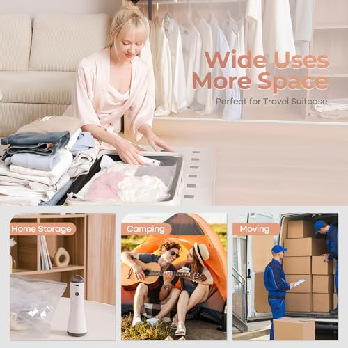 Portable Wireless Vacuum Sealer Pump,Powerful Air Compressor for Luggage Compression Bags with USB Fast Charging & Rechargeable
