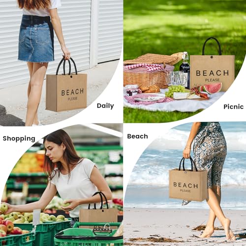 Trifabricy Beach Bag for Women, Woven Straw Beach Tote Bag Waterproof, Weaving Swim Gym Shopping Travel Bags with Button - color: Classic-beach