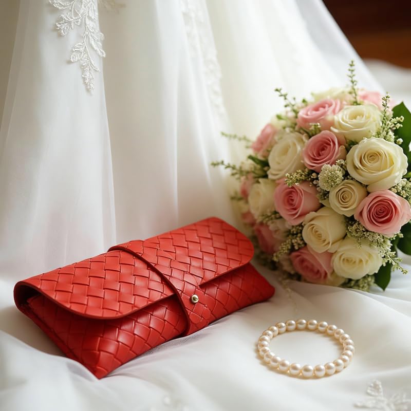 Portable Leather Glasses Case Anti-pressure Glasses Bag Coin Purse Storage Bag Suitable for Men and Women - color: Red