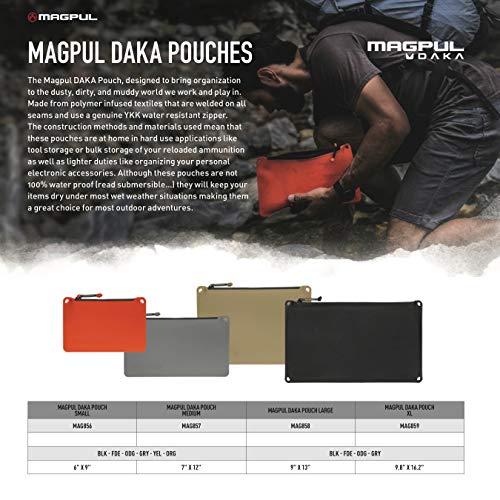 Magpul DAKA Pouch Zippered Tactical Range Tool and Gear Bag - color: Stealth Gray, size: Medium (7" x 12")