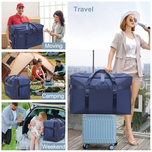 80L Foldable Travel Duffle Bag for Men and Women - Large Collapsible Duffel Bag - Waterproof Overnight Weekender Bag for Travel, Moving
