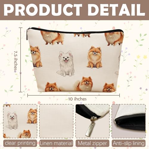 Pomeranian Dog Makeup Bag, Pomeranian Lovers Gifts Cosmetic Bag for Women, Dog Mom Lovers Owner Gifts for Women Christmas, Pet Lover Gift Zipper Travel Makeup Pouch for Purse - color: pomeranian