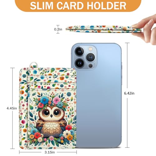 Yonlevres Credit Card Holder Slim Wallet, Floral Owl RFID Wallet Women Front Pocket Small Card Holder, Funny Cute Travel Thin Card Case ID Window PU Leather RFID Blocking Card Organizer Gift Girls - color: Owl