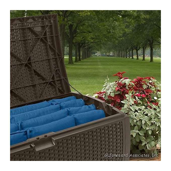 Suncast 73 Gallon Waterproof Resin Wicker Outdoor Patio Storage Deck Box, 3 Pack - style: Deck Box (3 Pack)