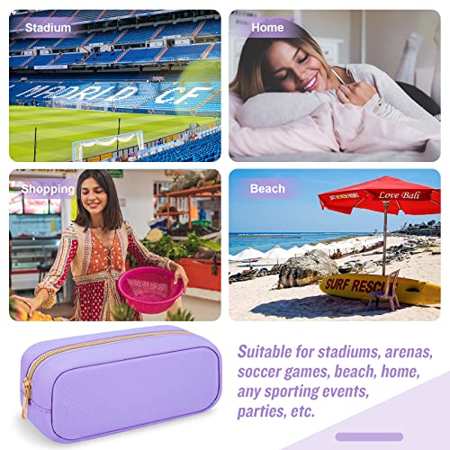 Preppy Nylon Makeup Bag, Slim Compact Pouch - Waterproof Zipper for Travel, Teens & Women (Purple) - color: Purple, size: Slim