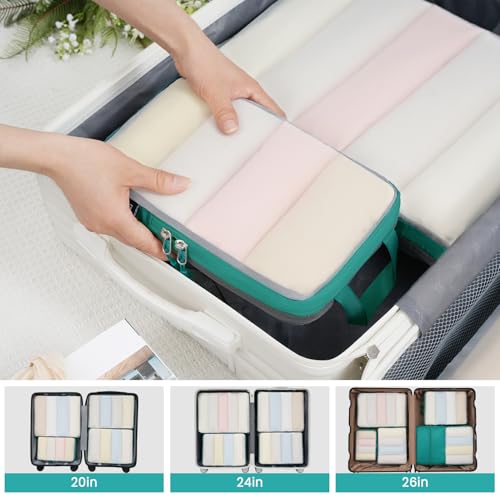 BAGAIL 6 Set Ultralight Compression Packing Cubes Packing Organizer for Travel Accessories Luggage Suitcase Backpack - color: Teal70D, style: Mesh Pattern