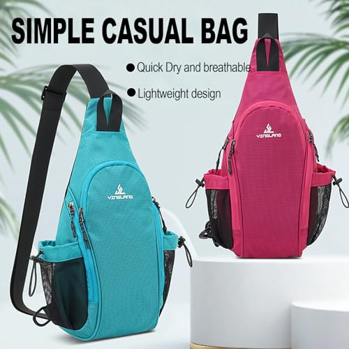 Peicees Small Sling Bag with 2 Bottle Holders (Suitable for 2.5 IN Diameter Bottle), Sling Backpack Crossbody Bag Chest Daypack for Daily Use Travel, Bottle Not Included, Rose - color: Rose