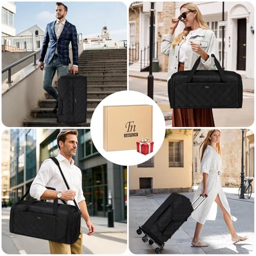 Rolling Garment Bags for Travel - Carry on Convertible Garment Duffle Bags with Wheels for Men Women, 4 in 1 Large Travel Duffel Bags with Shoes Compartment Hanging Suit Dress Weekender Bag 4pcs Set - color: Black