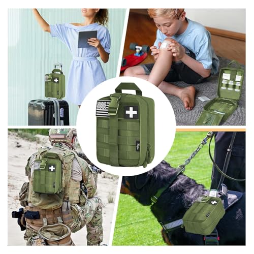 Medical Molle Pouch Tactical - 1000D Nylon First Aid Pouch, Big Capacity EMT Pouch Utility, Heavy Duty Military Grade Rip-Away Ifak Pouch for Home and Outdoor Activities(Bag Only - color: Green