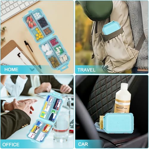 Blue 189-Label Pill Organizer - Travel Medicine Case with Compact Pill Box & Labels (1 Pack) - color: Straw Blue, size: Standard