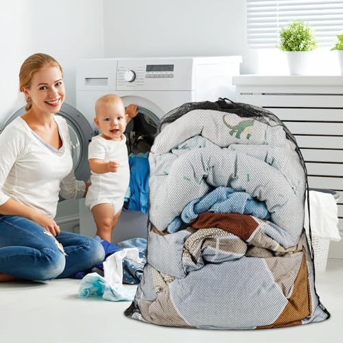 Large Mesh Laundry Bags: 2 Pack 24" x 36" Heavy Duty Soft Breathable Machine Washable for College Dorm Travel Family Use Black - color: Black