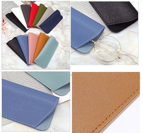YYaaloa Soft Leather Glasses Sunglasses Cases 7x3 Inch PU Leather Travel Glasses Pouch for Women Men Kids - color: 6 Different Light Color