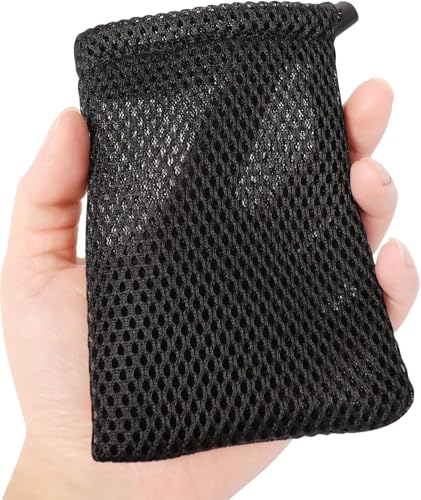10pcs Nylon Mesh Drawstring Bag, 6 x 4 Inch Small Storage Pouch String Bags for Mini Stuff MP3 Charger Earphone Key, Travel Kit Organizer for Lipstick Cosmetic Jewelry, Black
