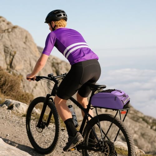 MOSISO Bike Rack Bag, Waterproof Bicycle Trunk Pannier Rear Seat Pouch Cycling Bike Carrier Backseat Storage Luggage Saddle Shoulder Bag - color: Purple