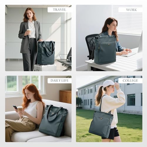 GOLF SUPAGS Convertible Laptop Backpack for Women Casual Daypack Notebook Tote Bag for Work College Travel Leisure (Atrovirens) - color: Atrovirens
