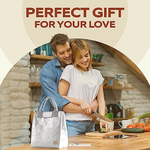 VonNova Women’s Insulated Lunch Bag with Premium 4mm Cooler Insulation, Cute Large 7L Lunch Tote for Office, Durable Small Lunch Box for Women, Stylish Lunchbox for Adults, Teens, Nurses, Teachers - color: Silver