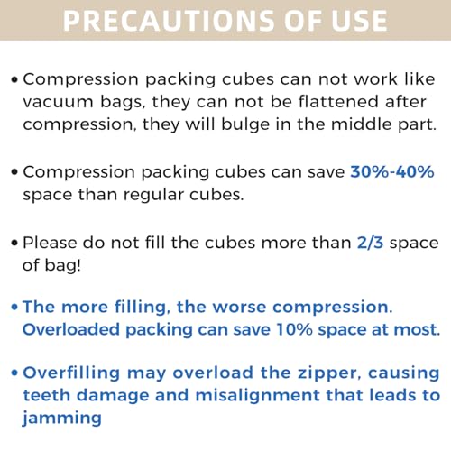 BAGAIL 4 Set/6 Set/8 Set Compression Packing Cubes Travel Accessories Expandable Packing Organizers (Half Mesh, 6-Beige) - color: 6-Beige, style: Half Mesh