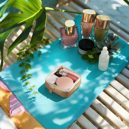 Pocmimut Clear Makeup Bag, Easy to Find Mini Makeup Bag for Purse, Travel Makeup Bag for Car, Compact Cosmetic Pouch for Daily Essentials,Gold - color: Gold, style: Mini