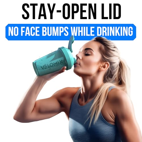 VELOMIX -2 Pack- 20 oz Protein Shaker Bottles for Protein Mixes - 2x Wire Whisk | Leak Proof Shaker Cups for Protein Shakes and Pre Workout | Protein Shaker Bottle Pack (A4) Pink/Turquoise - color: A4) Pink / Turquoise