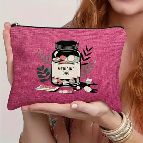 Medicine Storage Pouch with Diabetes, Medicines Bag, and Medical Supply Designs, White Canvas Zipper Cases, Multi-Use Functionality (Gift for Birthdays, Graduation, Christmas) (Style I) - style: Style I
