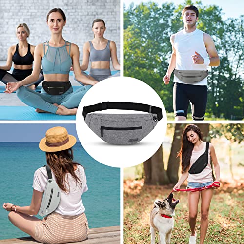 MAXTOP Large Crossbody Fanny Pack with 4-Zipper Pockets,Gifts for Enjoy Sports Festival Workout Traveling Running Casual Hands-Free Wallets Waist Pack Phone Bag Carrying All Phones - color: Neutral Gray, style: Large Fanny Pack(4 Zipper Pockets)