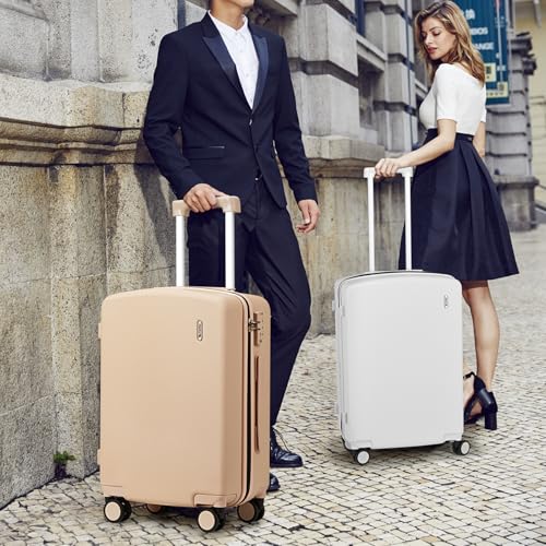 Hanke Hard Shell Luggage Sets 3 Pieces, Carry On and Checked Luggage Sets with Spinner Wheels, Durable PC Hardside Rolling Suitcase for Travel (16/24/28 Inch,Cuba Sand) - color: Cuba Sand, size: 3-Piece Set(16/24/28)