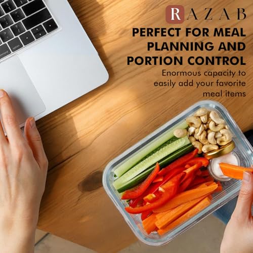 Razab 30 PC Glass Food Storage Containers with Lids - Reusable Glass Meal Prep Containers for Lunch and Leftovers - Airtight & Leakproof Snap Locking Lids - Oven, Freezer, Microwave, Dishwasher Safe - color: Pink