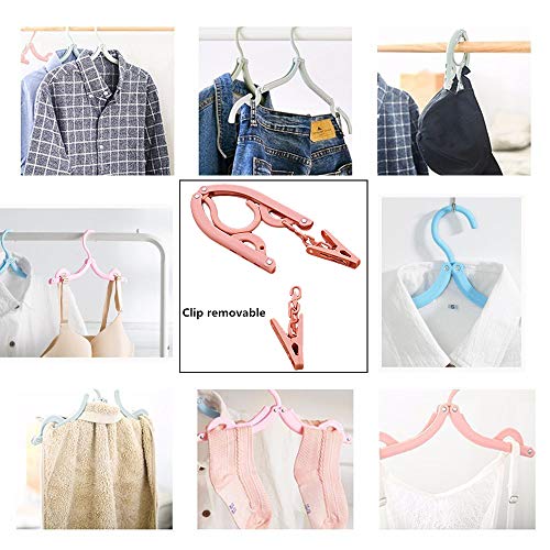 YOUOWO 12 Pcs Travel Hangers with 24 Pcs Clips,Portable Foldable Clothes Hangers for Scarves Suits Trousers Pants Shirts Socks Underwear - size: 12 Pack Hanger without Clothesline