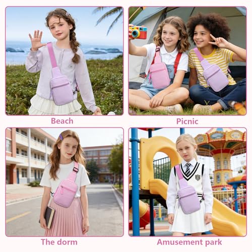 Birthday Gifts for 8 9 10 11 12 Year Old Teens Girls Kids, Fanny Pack Crossbody Bag Sling Belt Bags Purse, Dorm Travel Essentials for Girls Fashion, Preppy Tween Teen Girl Gift Trendy Stuff - color: Hot Pink Stripes