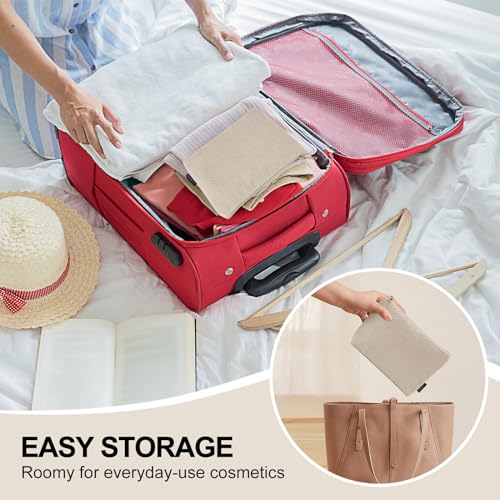 MAGEFY Makeup Bag Small Cosmetic Bag for Women - color: Beige