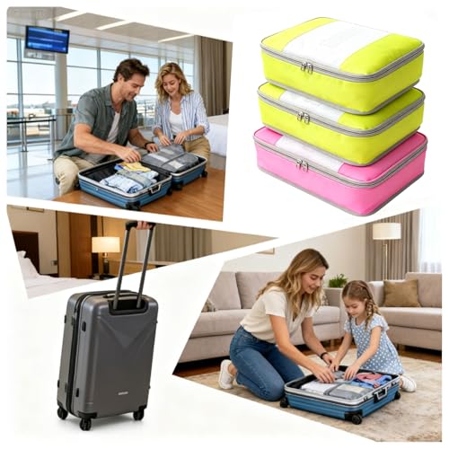 Packing Cubes for 24" Suitcase Travel Luggage Organizers - Travel Organizer Bags Luggage Clothes Accessories Storage Carry on Suitcase Packing Pouches Bag For Men Women Kids 1/2X1PACK+1/4X2PACK