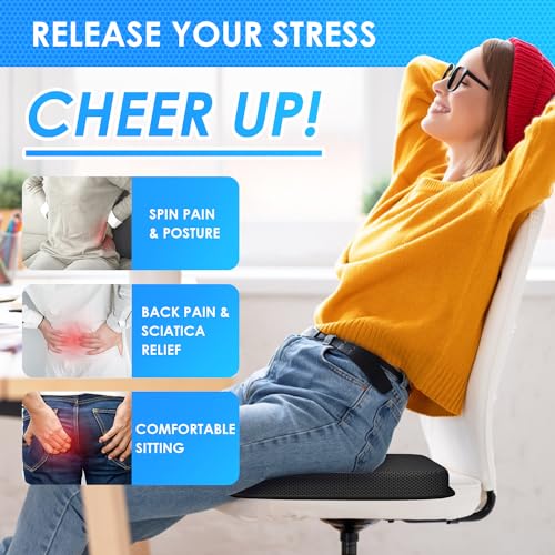 WISIMMALL Gel Seat Cushion Portable Travel Cushions, 16.5" x 12" Large Size Super Thick Foldable Chair Seat Cushion Lightweight for Car Office Chair Wheelchair, Pressure Sores Tailbone Pain Relief - size: L-Black