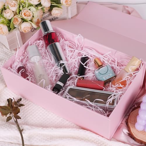 LFBOX Pink Gift Box with Magnetic Lids 13.8x8.3x4.4 in, Large Bridesmaid Groomsman Proposal Boxes 5 Pack, Collapsible Rectangle Storage Box - color: Pink, size: 1 count (Pack of 5)