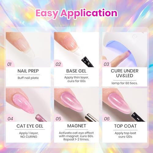 Beetles Cat Eye Gel Nail Polish Set - Timeless Gleam 20 Colors Glitter Cat Eye Gel Nail Kit Nude Pink Red Blue Brown Black Magnetic Base Matte Glossy Top Coat Soak Off UV Manicure Salon Gift for Women - color: 0-0-0-Timeless Gleam