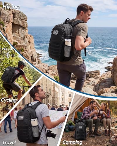 Small 20L Foldable Hiking Daypack for Men Women – Ultra Lightweight Tactical Packable Backpack for Travel, Camping Outdoor, Black - color: Black