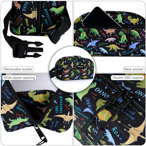 Cerbonny Small Cooler Bag, Freezable Snack Bag, Mini Cooler, Small Insulated Bag For Work, School, Travel, Picnic, Camping & Daily Use - color: Black Dinosaur