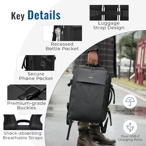 Vacpack Backpack with Vacuum, Expandable Air Vacuum Backpack for Travel,60L Compression Backpacks with Pump/USB Charging Port, Waterproof Laptop Backpack for Men/Women
