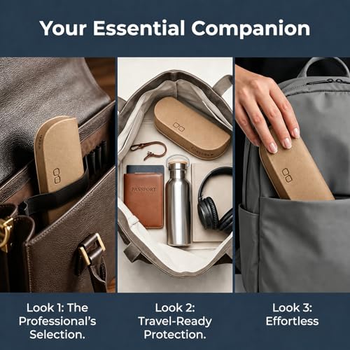 Glasses Case hard shell,3-in-1 Sunglasses Case & Eyeglass Case with Cleaning Cloth & Storage Pouch - color: Beige