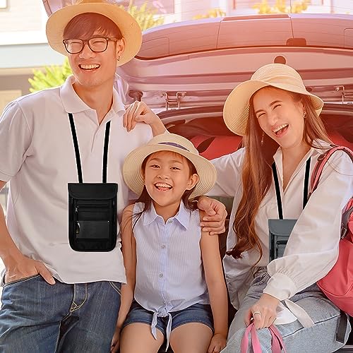 sundee Travel Neck Wallet with Double Zippers, RFID Blocking Passport Holder with Adjustable Neck Strap for Men and Women to Keep Cash, Credit Cards and Travel Documents Safe - Black - color: Black