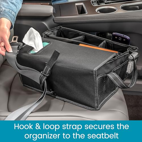 High Road SeatStash Car Front Seat Organizer for Driver and Office Storage with Tissue Holder and Divided Multipurpose Compartments