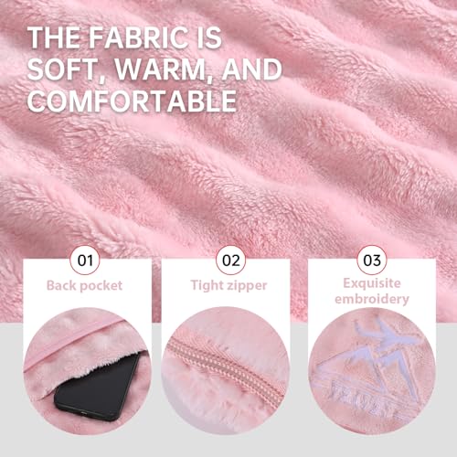 Travel Blanket and Pillow-2-in-1, Ultra-Soft&Compact, Airplane Blanket with Hand Luggage Belt and Backpack Clip,Travelers Accessories Gifts, 61x43 Inches(Pink - color: Pink