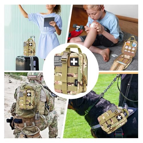 Medical Molle Pouch Tactical - 1000D Nylon First Aid Pouch, Big Capacity EMT Pouch Utility, Heavy Duty Military Grade Rip-Away Ifak Pouch for Home and Outdoor Activities(Bag Only - color: Multicam