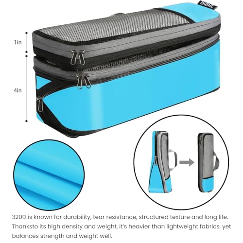 BAGAIL 4 Set/6 Set/8 Set Compression Packing Cubes Travel Accessories Expandable Packing Organizers (Half Mesh, 6-Blue) - color: 6-Blue, style: Half Mesh