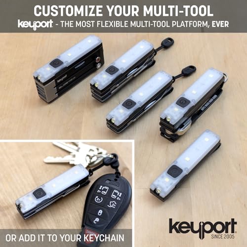 Keyport Utility Plus Kit - Premium Mini Flashlight + 11-in-1 Keychain Multitool + Pocket Clip - Compact EDC Multi-Tool w/Keychain Bottle Opener & Ultra-Bright LED Light for Everyday Carry - Modular