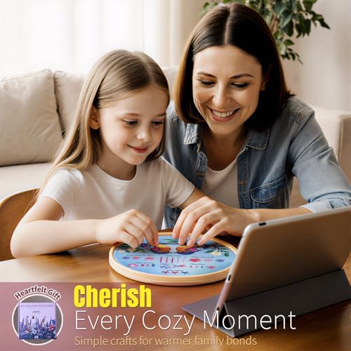 ETSPIL Beginner Embroidery Kit for Adults, 3-Pack Full-Color Stamped Animal Designs, Companionship Theme, Master 19 Stitches with 4K Step-by-Step Videos & Needle Minder, Easy Craft Gift for Teens - color: Companion F